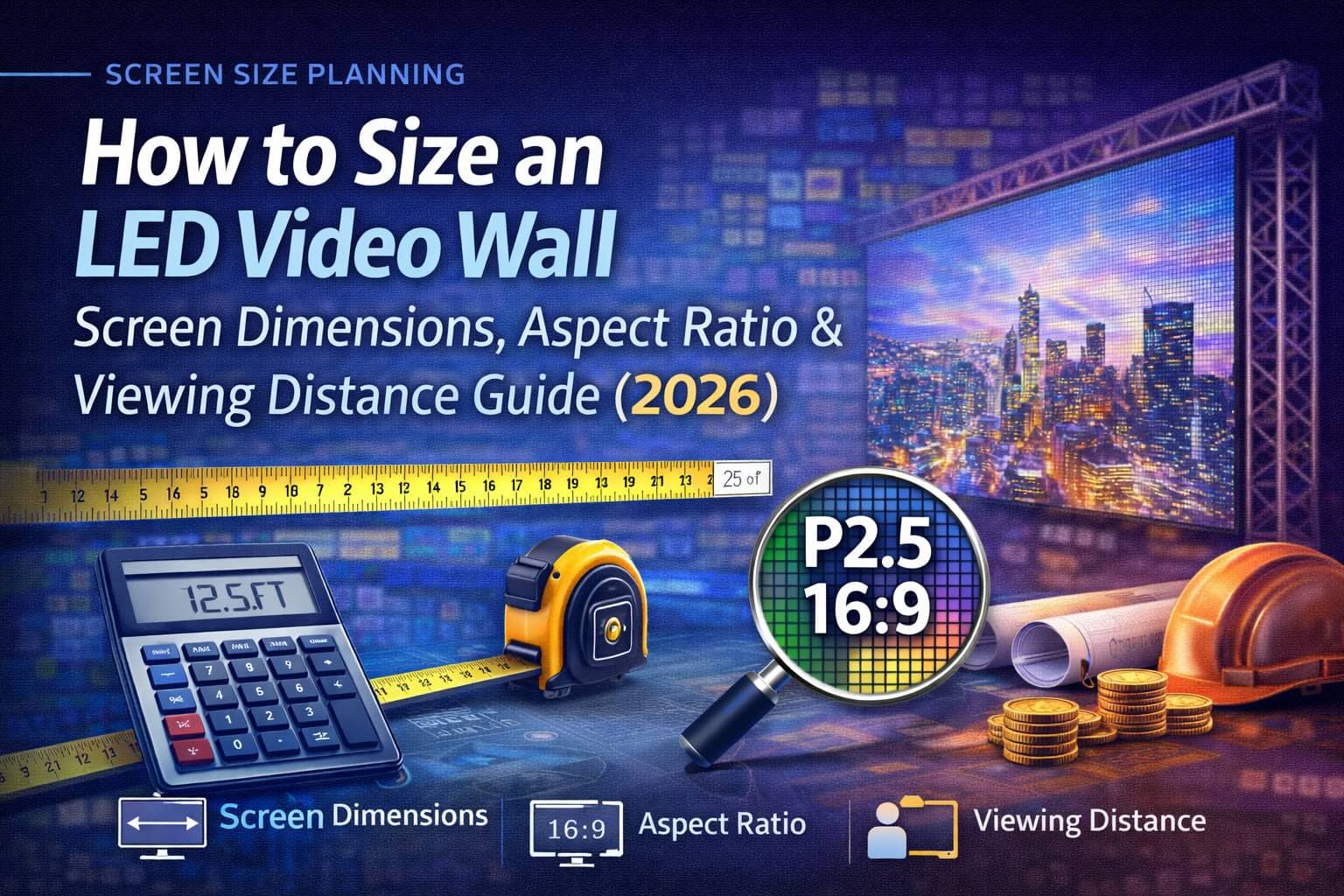 How to Size an LED Video Wall: Screen Dimensions, Aspect Ratio & Viewing Distance Guide (2026)