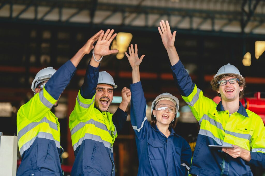 Professional industry engineer and factory foreman worker team, Technician teamwork in work site
