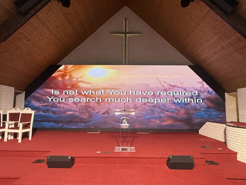 A video wall in a church